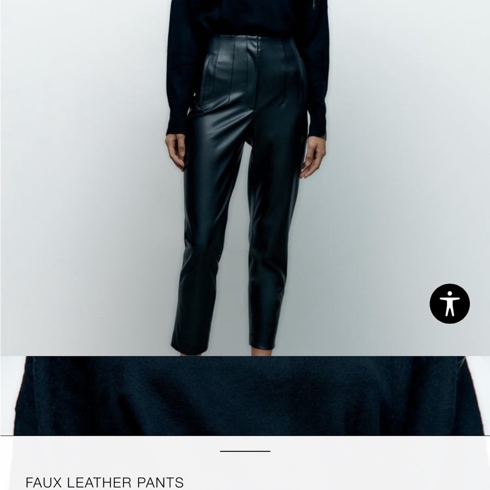 ZARA faux leather high waisted pants in black